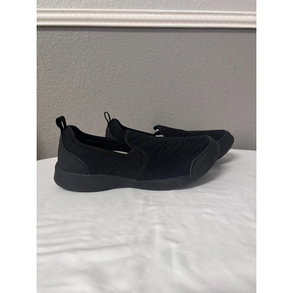 Vionic Womens 7.5 Sky Roza Slip On Sneaker Blk Navy Knit Orthotic Walking Shoes